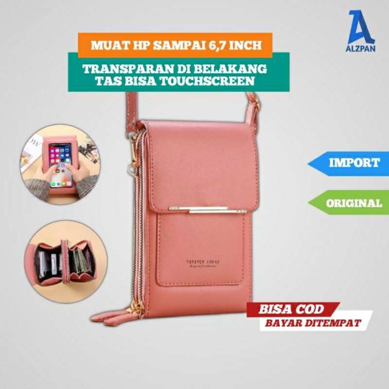 tas dompet hp touchable henpon hape wanita dan uang phone bag tas selempang slempang import terbaru