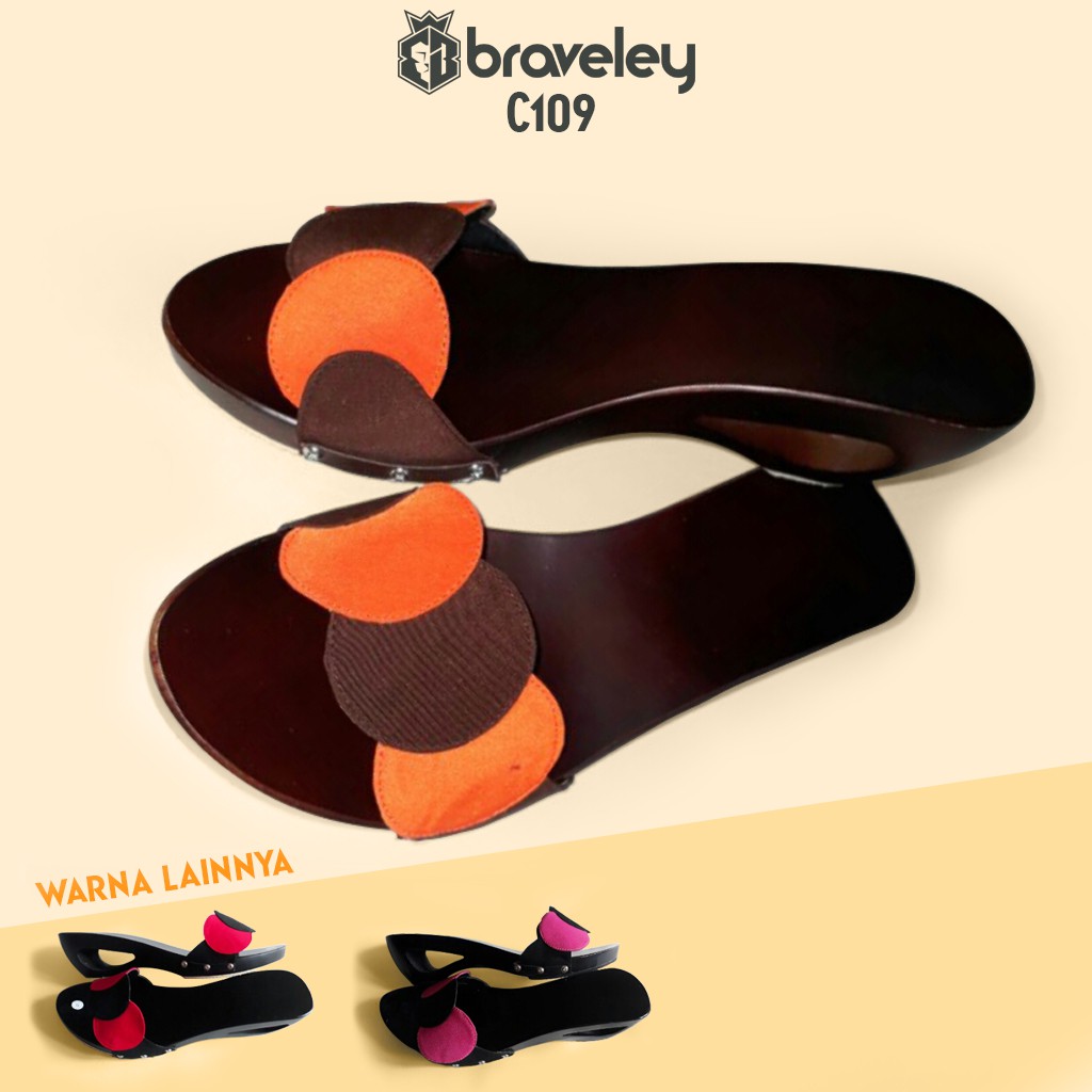 SANDAL KELOM GEULIS POLOS CANTIK HAK 5 CM SANDAL WANITA ETNIK UNIK KAYU RINGAN MURAH C109