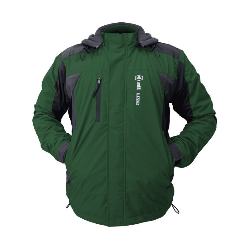 JAKET ALL USE ORIGINAL GREEN MIX GREY ANTI AIR 100% WATERPROOF