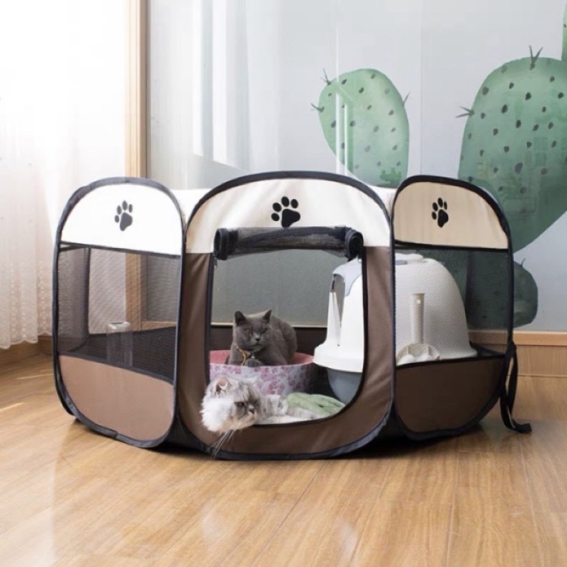 Kandang Anjing Kucing Tenda Portabel Lipat Besar Segi 8 Delapan Travel Tent Cat Dog S M L