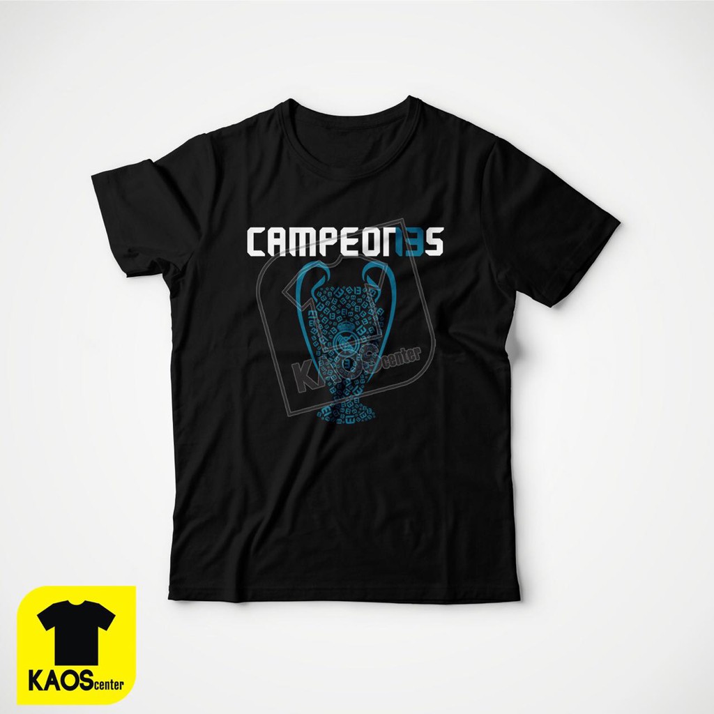 Kaos Baju Combed 30S Distro Real Madrid Champions PIALA CHAMPION