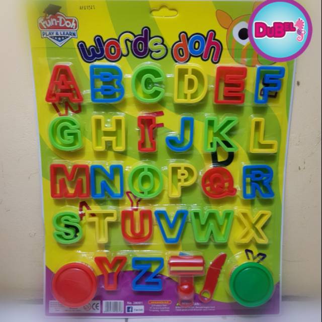 Cetakan Fun Doh ABC / Fun doh Abjad / Fun Doh Alfabet / Free 2 Refill / Lilin Mainan / Play Doh