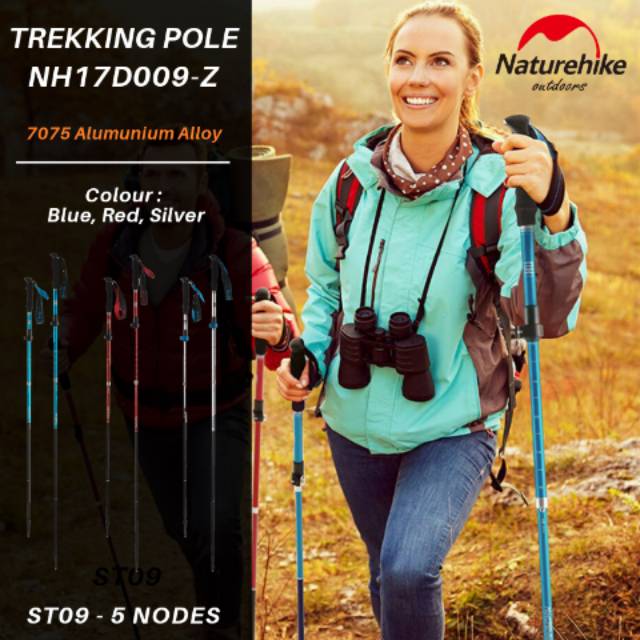 TREKKING POLE TONGKAT LIPAT NATUREHIKE OUTDOOR HIKING WALKING STICK NH17D009-Z ST09