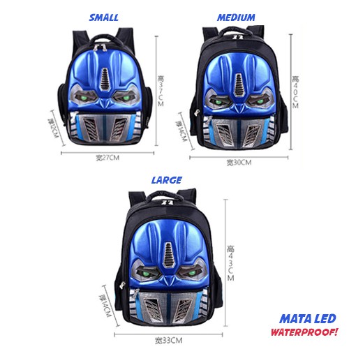 [Brandedbaby] TAS RANSEL SEKOLAH ANAK LED TRANSFORMER IMPORT WATERPROOF MATANYALA BUMBLEBEE/OPTIMUS