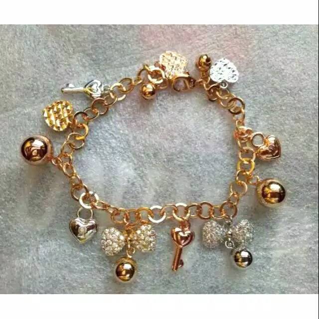 Gelang Titanium Pita Lapis Emas