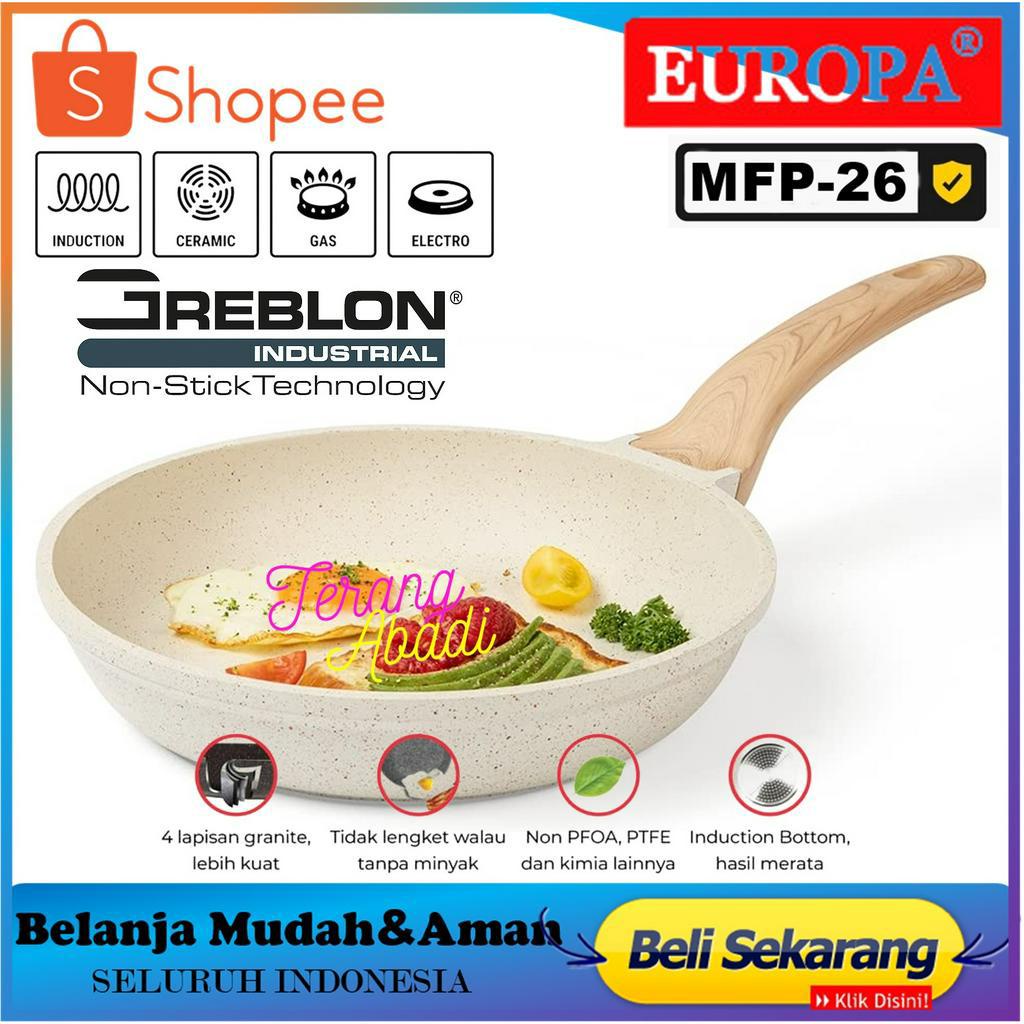 EUROPA Frying Pan 26 CM Coating Marble Non Stick Panci Anti Lengket Frying Pan Marble Anti Lengket