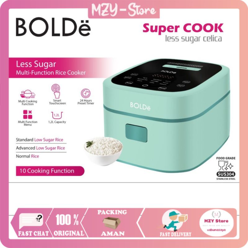 (FREE Hadiah) BOLDe Super Cook Less Sugar Celica Rice Cooker Bolde 1.2 Liter Tosca Beige - ORIGINAL