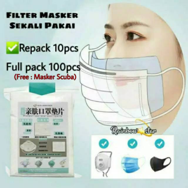 Masker Filter Isi 10pcs / Disposable Mask Filter / Refill Filter Tambahan Masker / Penyaring Masker