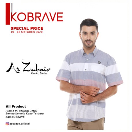 Kobrave Kemeja Koko Series Az Zubair Busana Muslin Pria Lengan Pendek - Baju Muslim Pria/Kurta