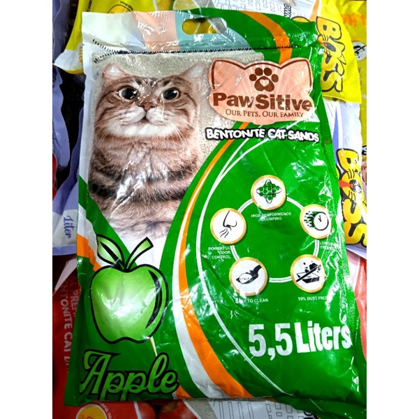 pasir wangi dan gumpal pawsitive 5.5litter aroma apple