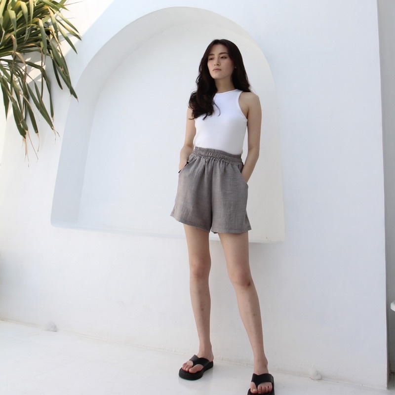 OSLO SHORTS | Celana Pendek Highwaist Linen Crinkle Short Pants Loungewear Celana Rumah Soma