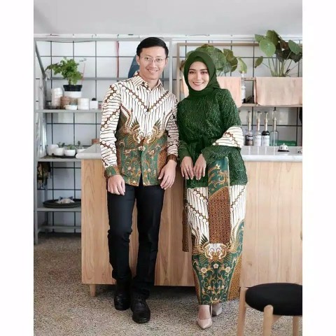 Zola_batik Batik Couple Brokat Selendang Amora Mika Army High Quality - Nirmala Marissa