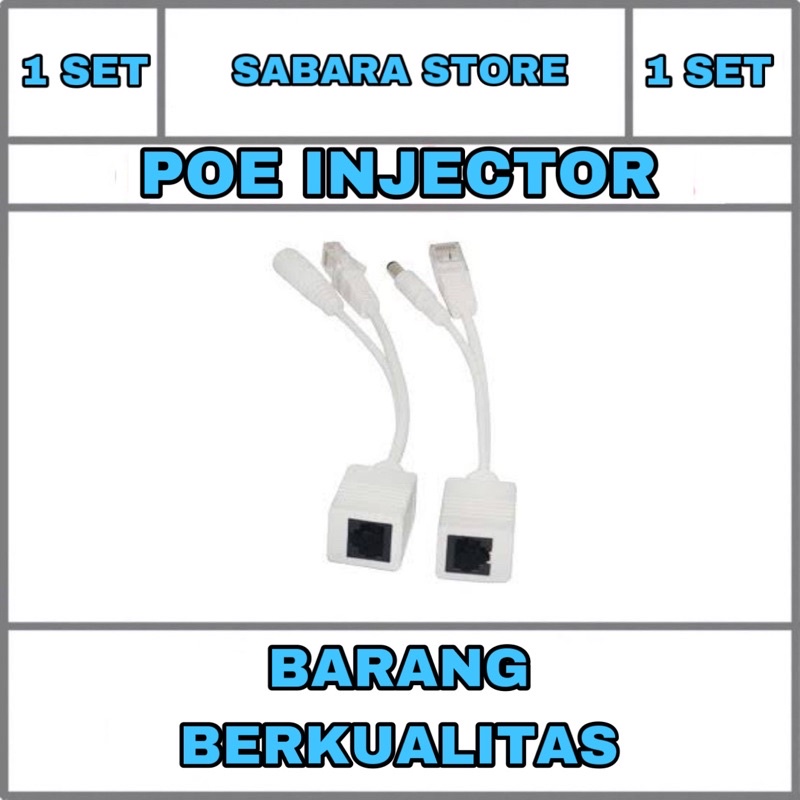 Kabel POE Injector &amp; POE Splitter (SET) / Kabel POE Set untuk ip cam cctv ipc murah