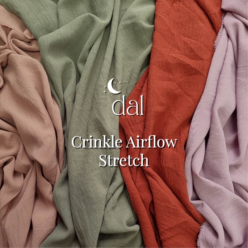 0,5 meter bahan Kain crinkle CEY air flow stretch airflow krinckel polos melar (BUKAN KERUDUNG)