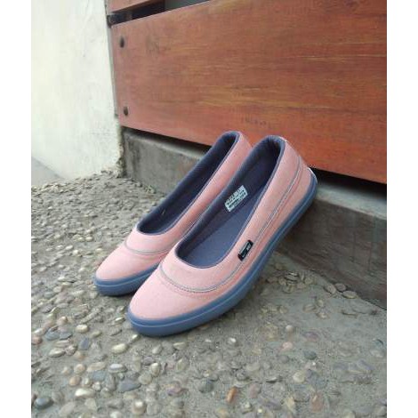 SEPATU WANITA SLIP ON 05 PEACH GREY.SEPATU FLAT WANITA TERBARU HIJABER KULIAH SANTAI BALERINA