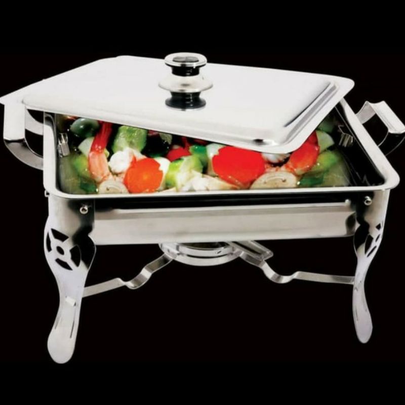 Prasmanan Warmer 2 Square Pan  , Tempat Makan Pemanas  Penghangat Sayur  Stainless Stell KOTAK / SEGI