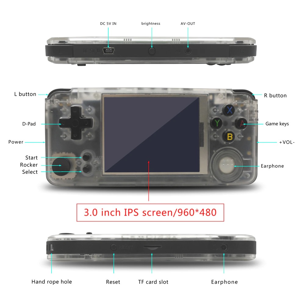 RS97 V2 - 64GB Emulator Retro Game Handheld Console - Isi 5000 Games