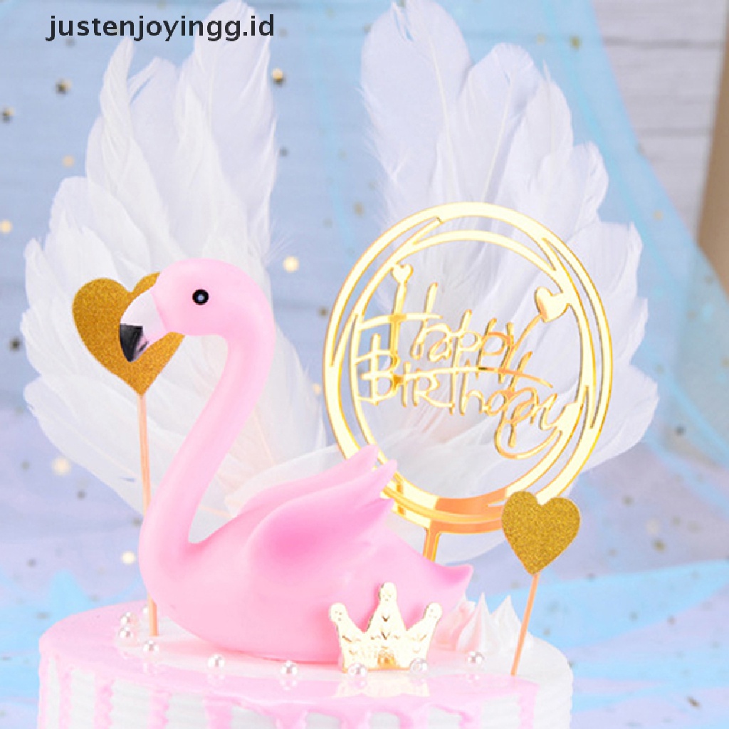 // justenjoyingg.id // Pink Flamingo Cake Topper Dessert Cupcake Decor Wedding Birthday Party Decor ~