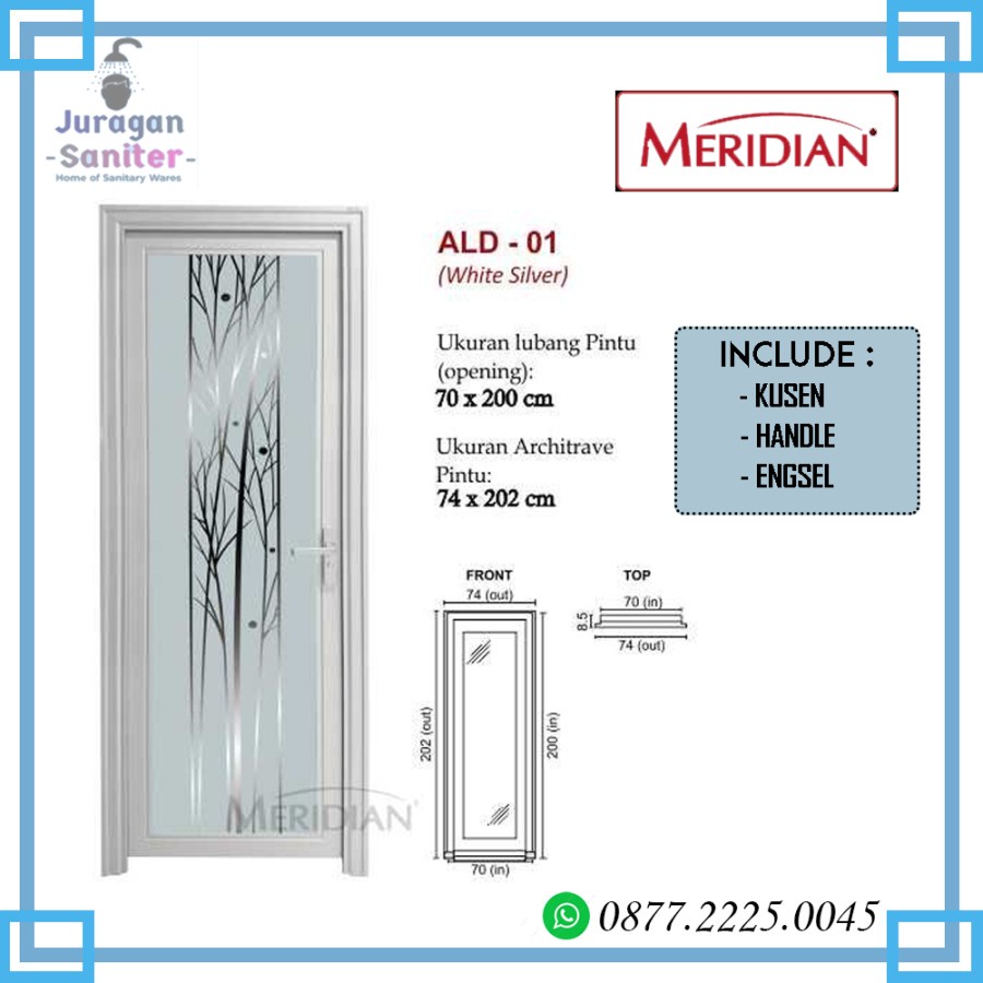 Pintu Aluminium kamar mandi Meridian ALD 01/02