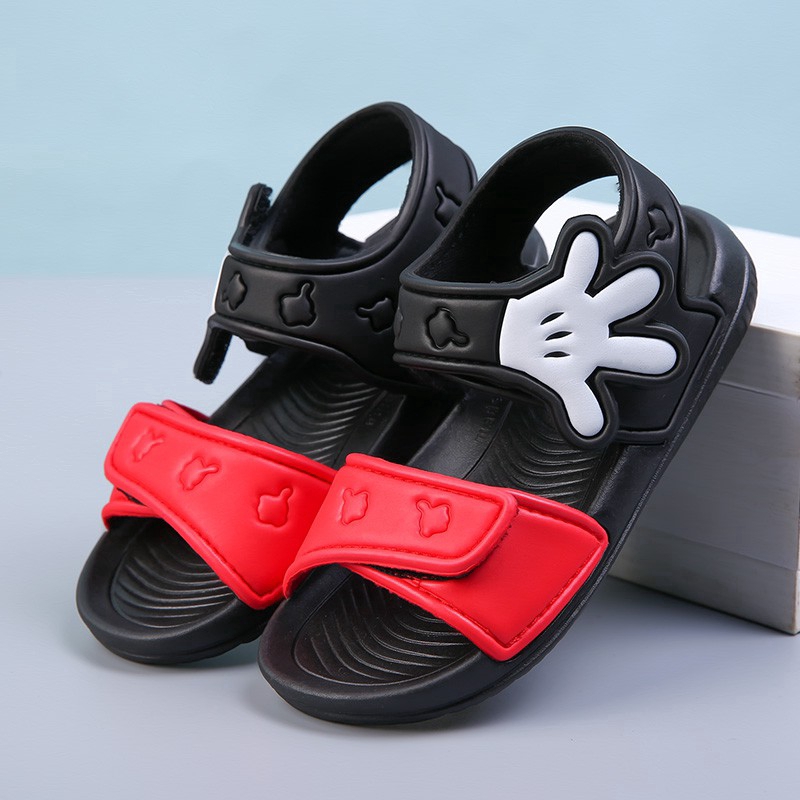 Sepatu Sandal  Motif Tangan Mickey  Mouse  Buckle Velcro 
