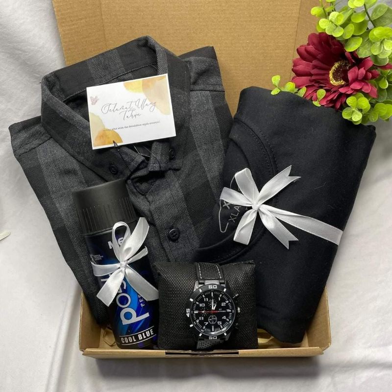 BISA COD | HAMPERS GIFTBOX KADO COWOK KEMEJA FLANEL