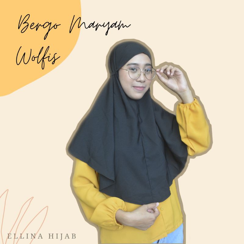 DAILY HIJAB BERGO MARYAM WOLFIS / KHIMAR INSTAN BERGO MARYAM TALI NON PET