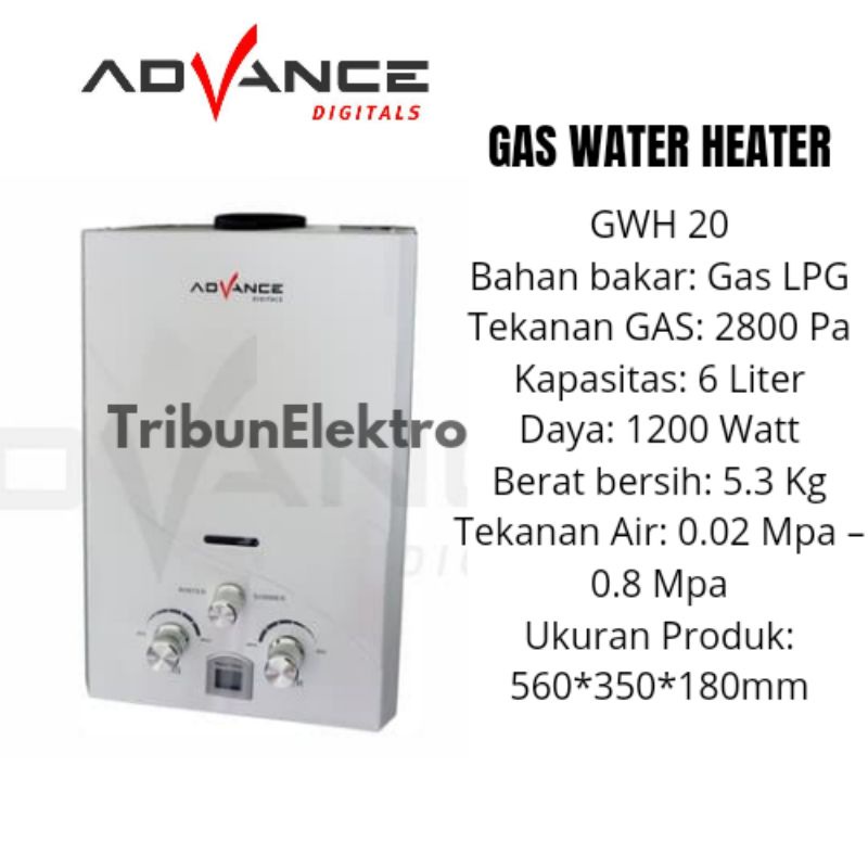 Water Heater Gas Pemanas Air Advance GWH 20