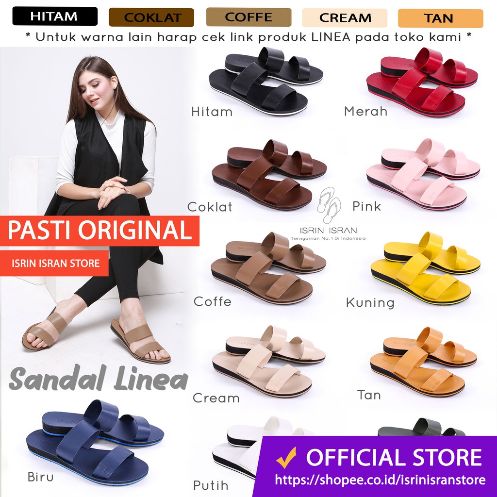 Linea Sandal Sepatu Wanita Isrin Isran Empuk Nyaman Premium Modis Trendy Kekinian Elegan