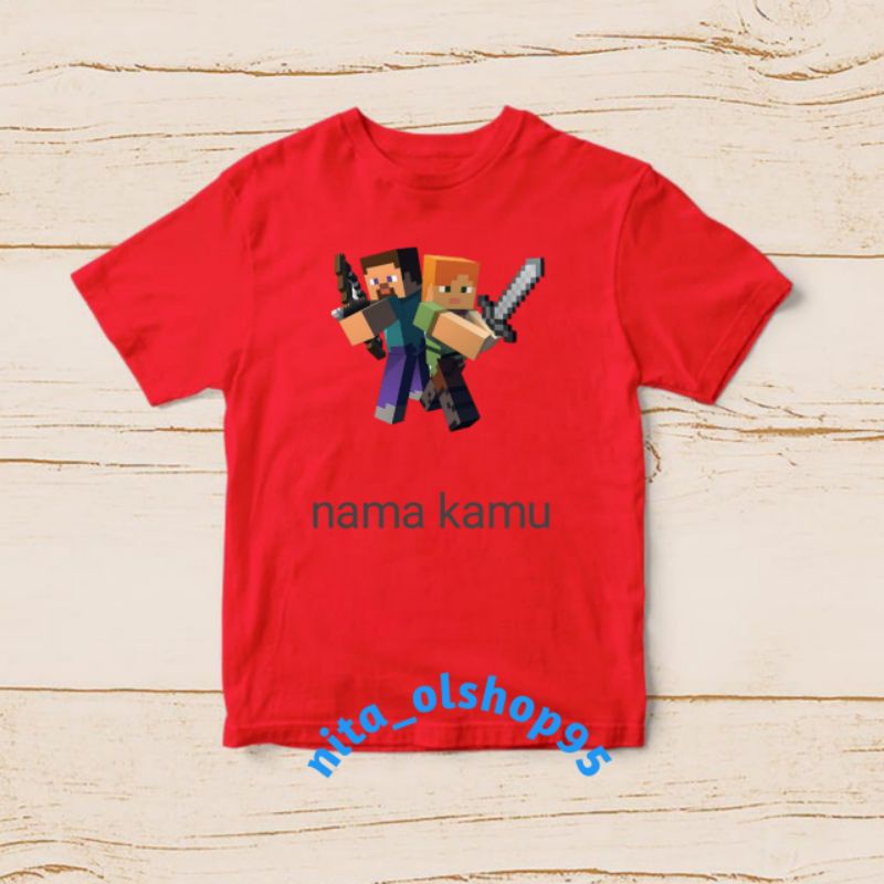 baju anak minecraft bisa pake nama / kaos anak promo