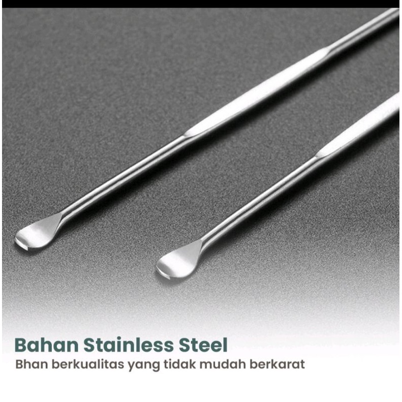 ALAT PEMBERSIH TELINGA KOREK KUPING SET Ear Wax STAINLESS STEEL 5IN1