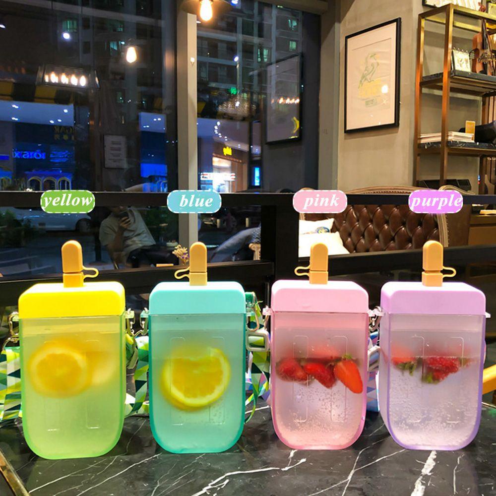 R-FLOWER Gelas Es Krim Popsicle Kawaii Drinkware Aksesoris Dapur Dengan Tali Gelas Minum