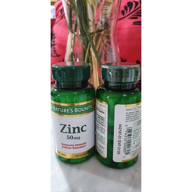 Nature's Bounty Zinc 50 mg 100 Caplets Usa