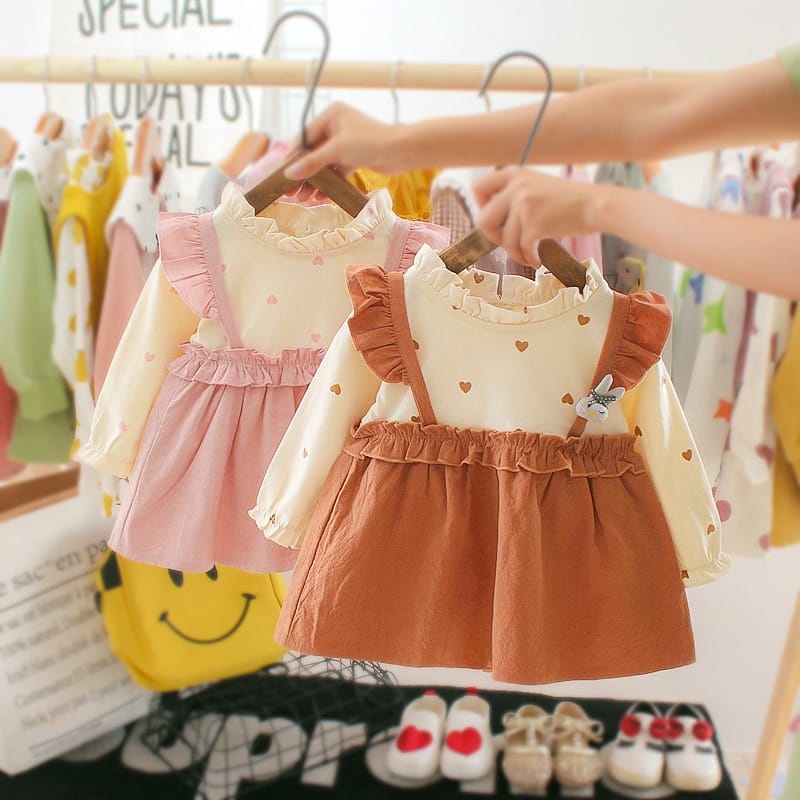 Bayi - 2 Tahun | Dress Bayi Ahreum - Dress Anak Perempuan Kualitas Import Premium Gaya Overall - Baju Style Korean Anak Cewek