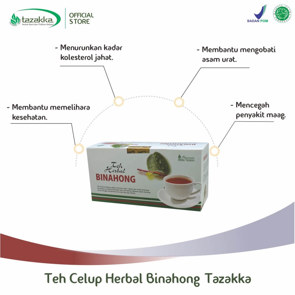 Teh Celup Daun Binahong Minuman Kesehatan Obat Herbal Penyembuhan luka pasca operasi dan Asam Lambung Tazakka Original 20 Kantung