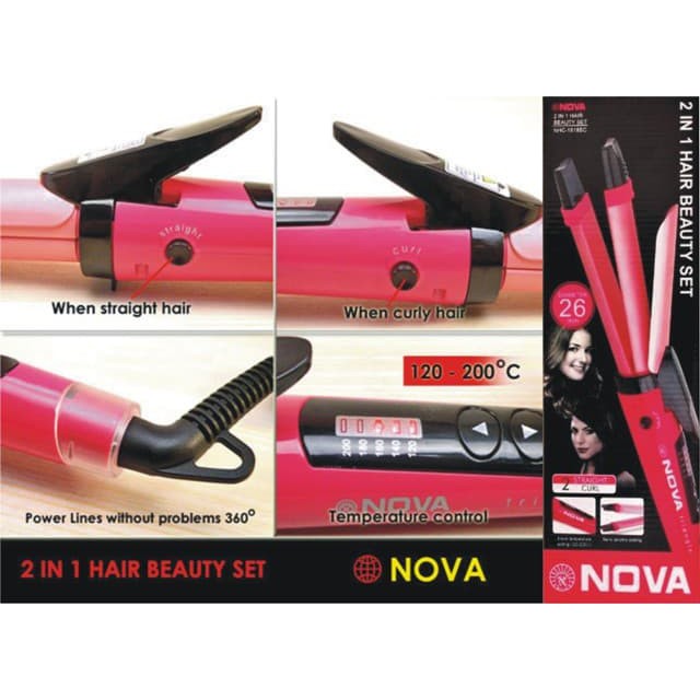 BIG NOVA  NHC 1818  CATOKAN RAMBUT 2 in 1/ hair curler + straightener