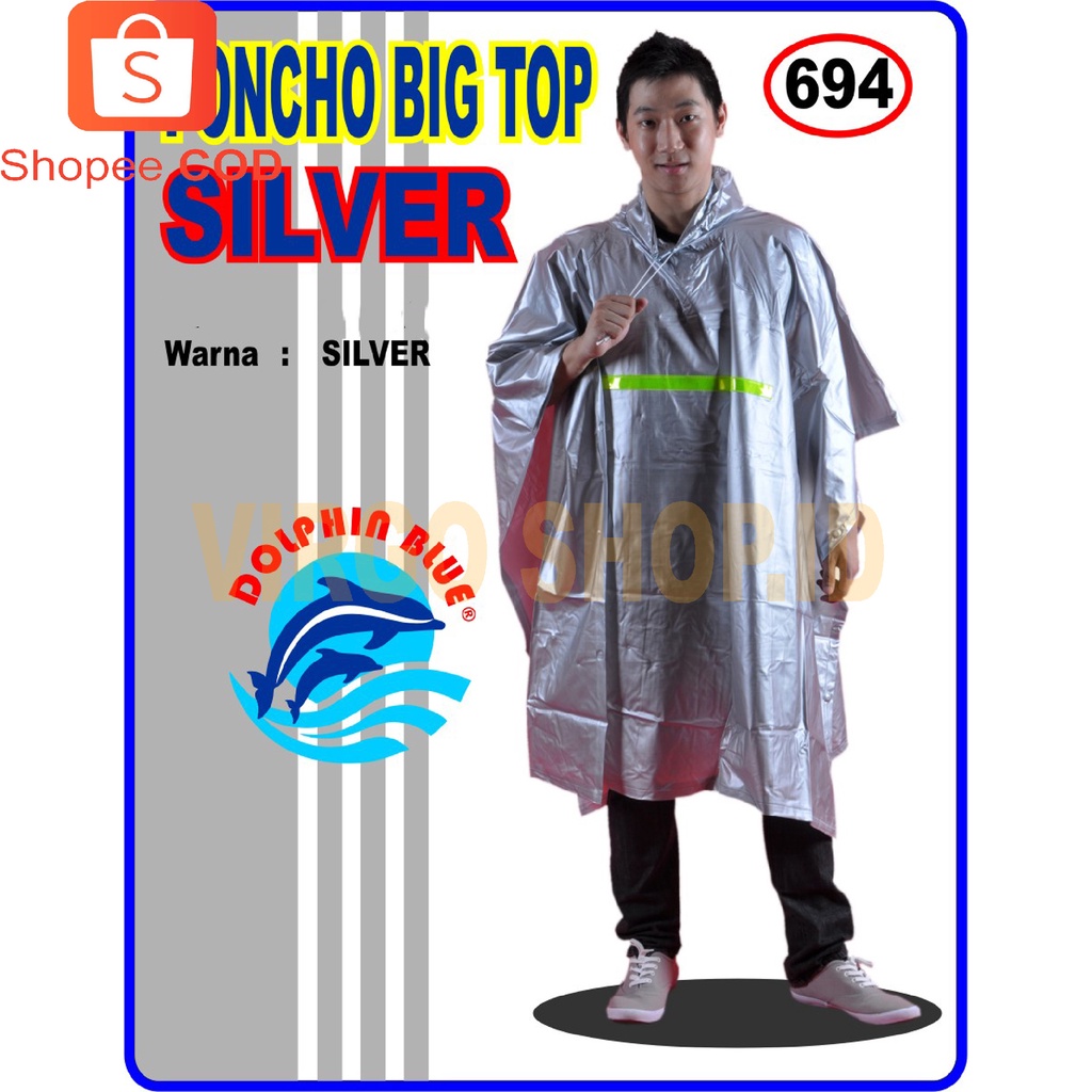 Jas Hujan Dolphin Blue 694 Poncho Big Top Silver / Jas Hujan Ponco / Jas Hujan Poncho / Jas Hujan Dewasa / Jas Hujan Dolphin / Jas Ujan / Mantel Poncho / Mantel Hujan