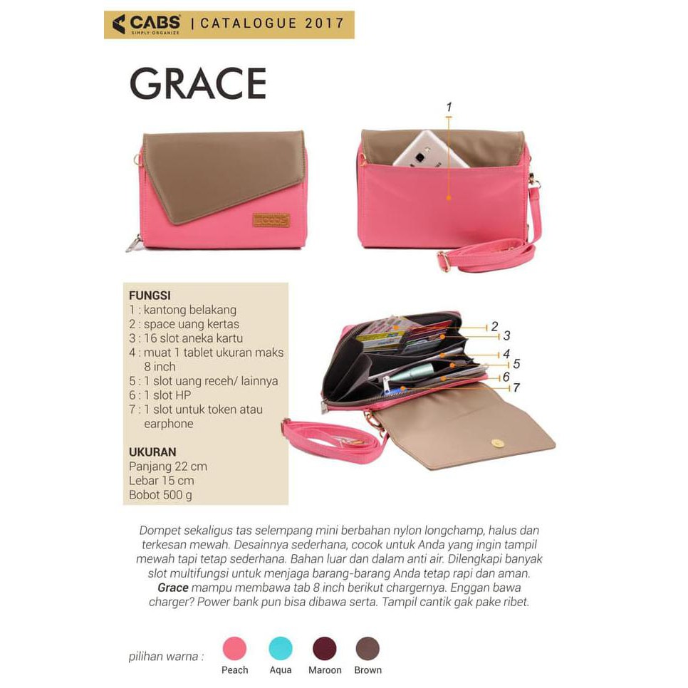 Dijual Cabs Pocket Grace - Maroon (Dompet Tali Panjang/Tas Wanita Selempang) Tbk