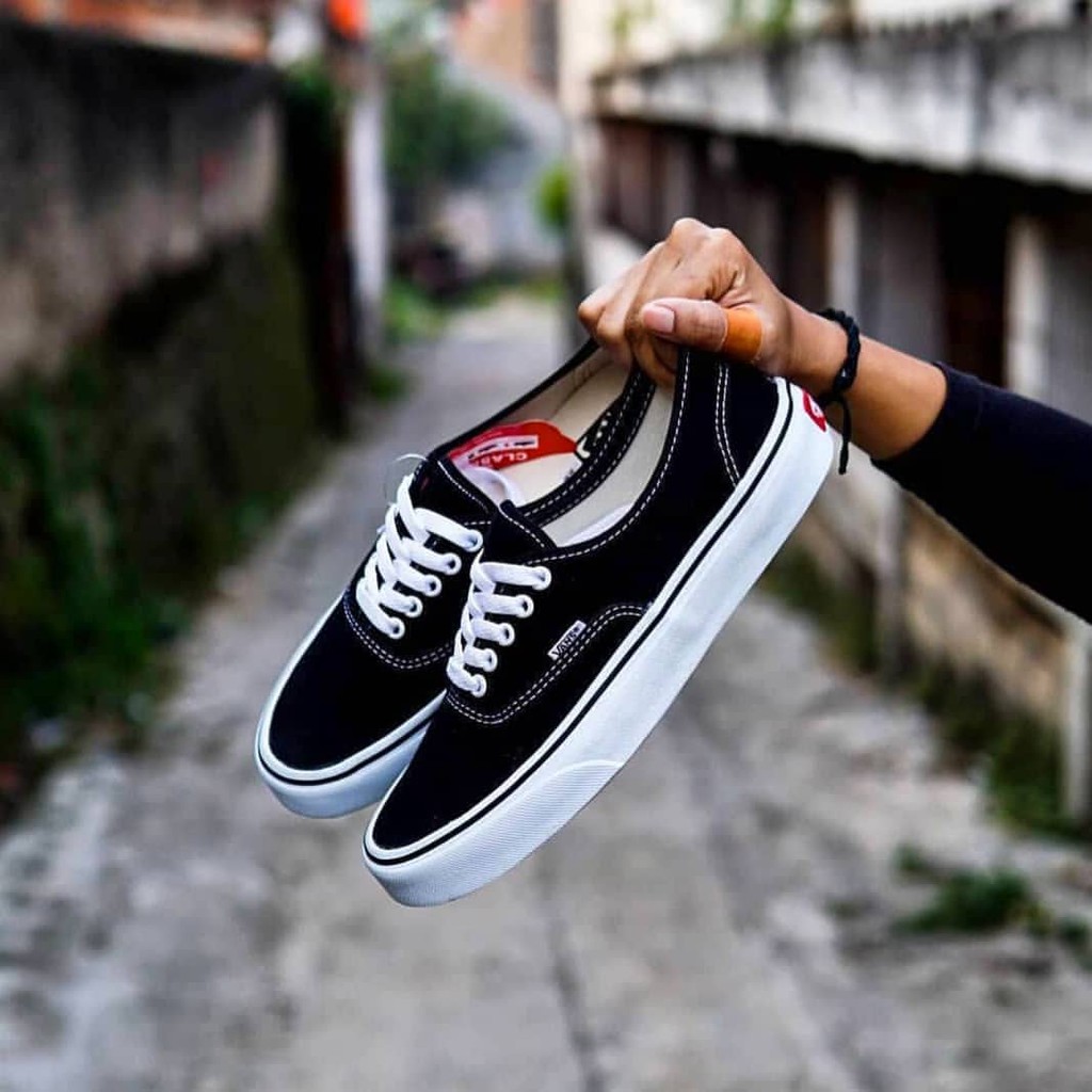 SEPATU Vans California Import Hitam Black White Cewek cowok Sepatu Sekolah Kuliah Kerja Keren Murah