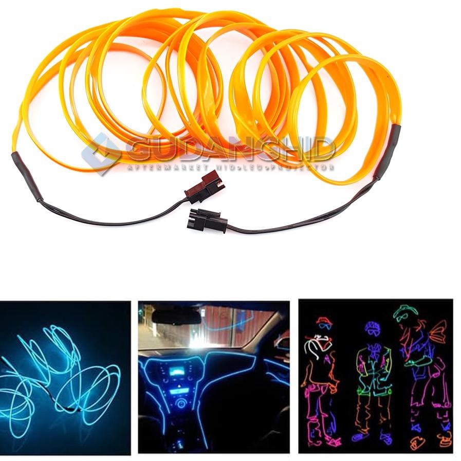 Penjualan Terbanyak.. Lampu EL Wire Flexible CCFL Neon LED Strip Garis 5 Meter 2 Konektor