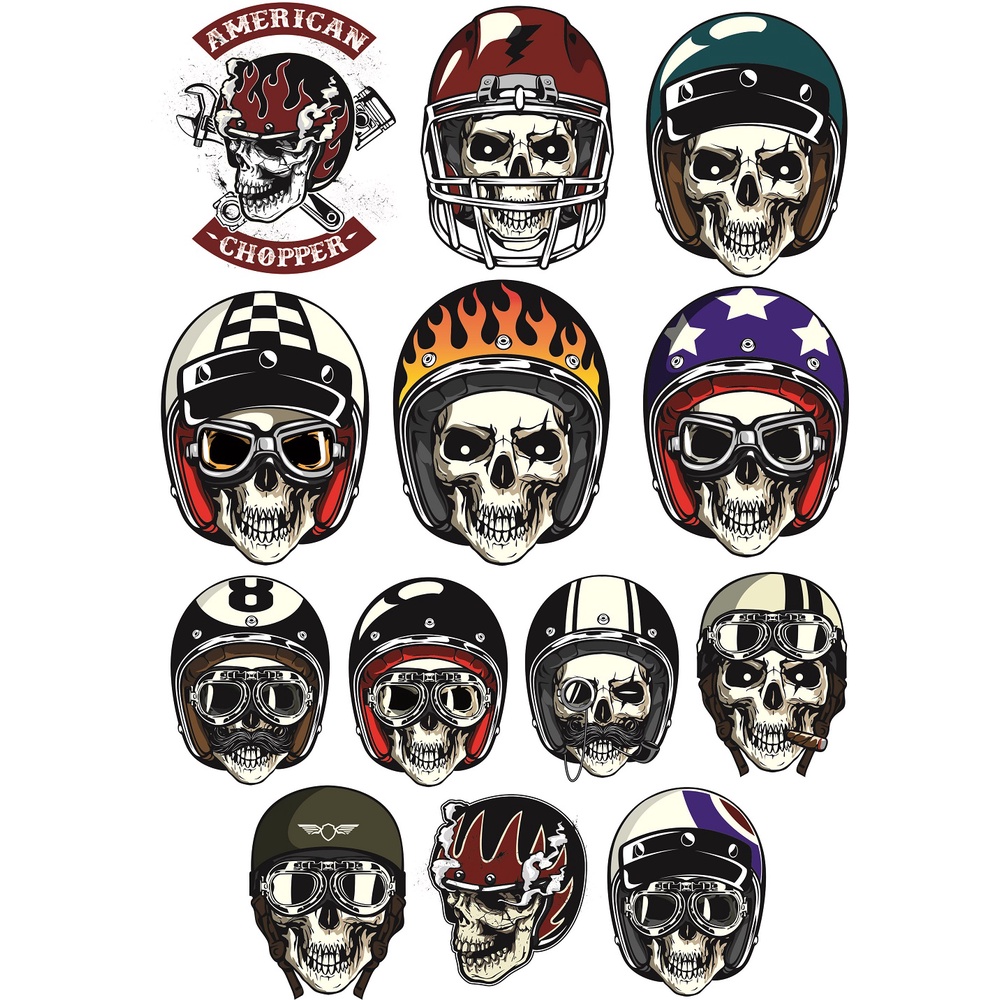 Head Skull Rider American - Coreldraw