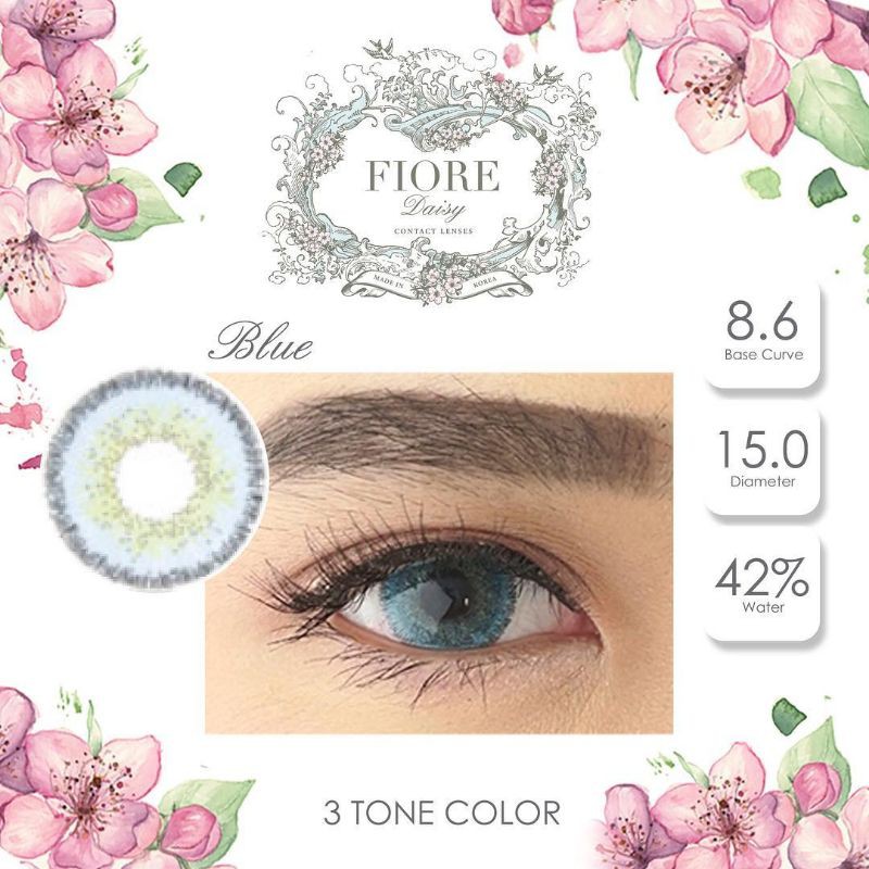 Softlens Warna Biru Blue diameter 15 water 42% FIORE DAIRY