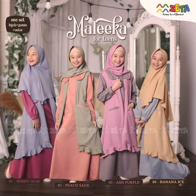 pakaian anak perempuan usia 7 sampai 13 tahun maleeka syari kids gamis anak muslim gamis anak korean