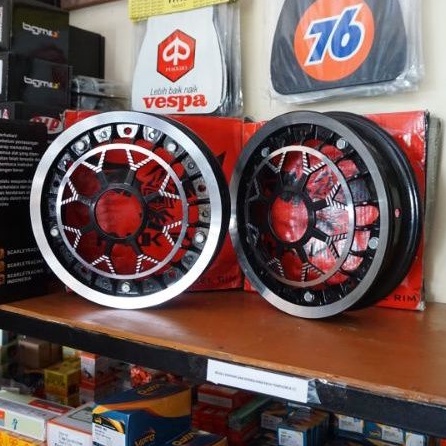 Velg Set Ring 10 Almunium Silking Black Polish Vespa Px Excel Spartan Sprint