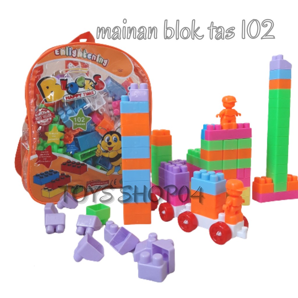 Mainan Edukasi Anak 2 Tahun Block Lego Tas Isi 102 Pcs