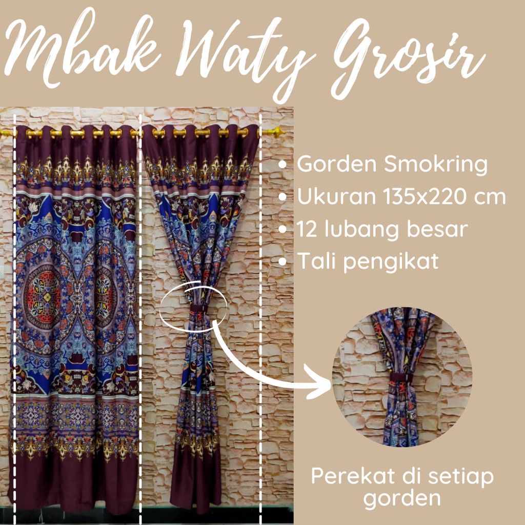 Watygrosir Tirai Gorden Pintu Smokring 12 Ring Besar Homemade Hordeng Produksi Sendiri motif baru