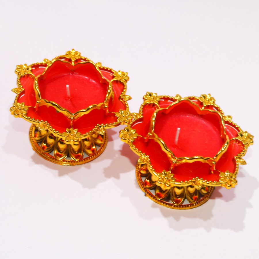 Lilin Teratai emas Merah Lilin Lianhua Merah Lilin Puja Sembahyang