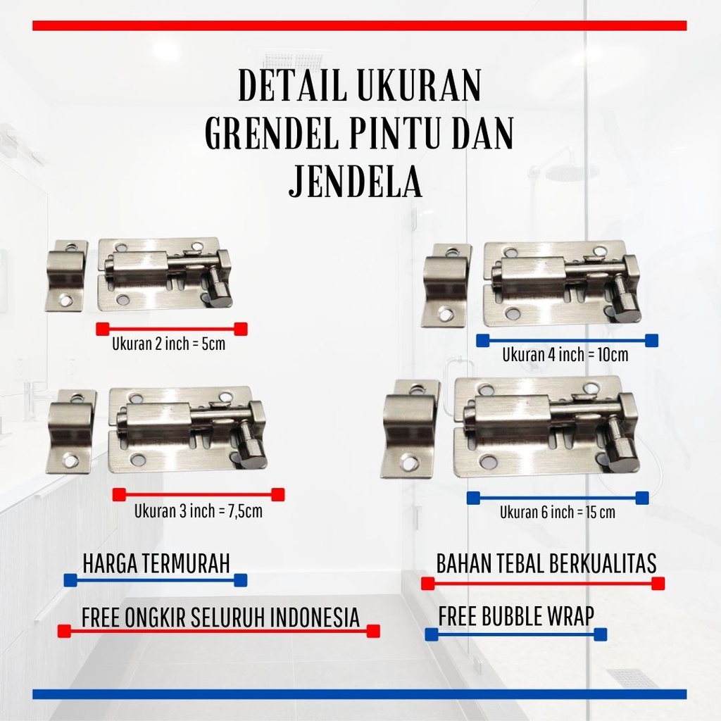 Grendel pintu stainless / grendel jendela / Slot Pintu  2 / 3 / 4 / 6 - SELOT+SKRUP