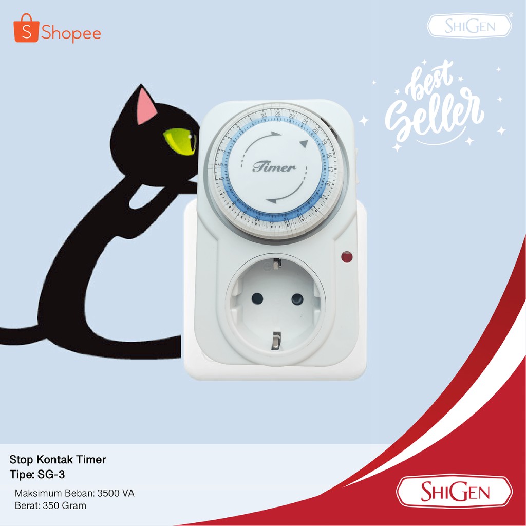 Timer Stop Kontak 24 Jam Manual Analog Shigen SG-3