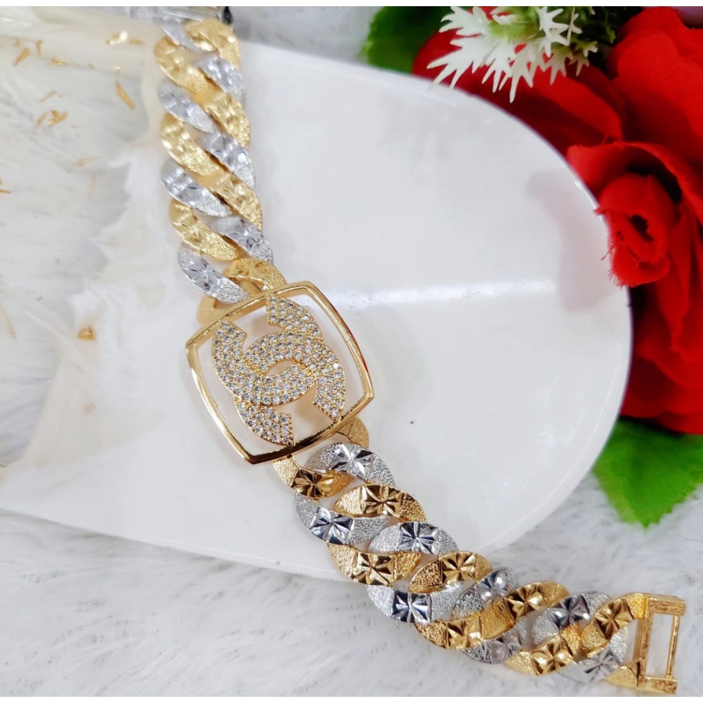 Gelang Xuping Permata Rantai Kombinasi Lapis Emas 18K F60.61