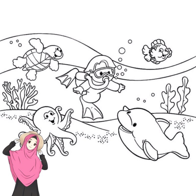 Gambar Mewarnai Pemandangan Laut Desain Untuk Melatih Kecerdasan Anak Anak Shopee Indonesia